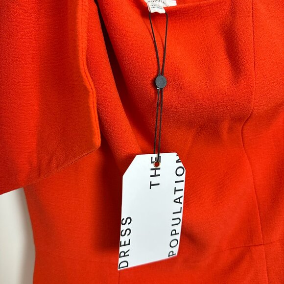 DRESS THE POPULATION Tiffany One-Shoulder Midi Dress in Poppy Size Small NWT - Picture 7 of 12